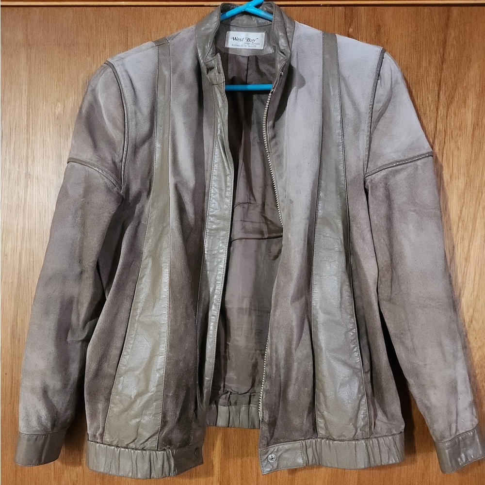Saks Fifth Avenue West Bay Sports Leather Bomber Jacket